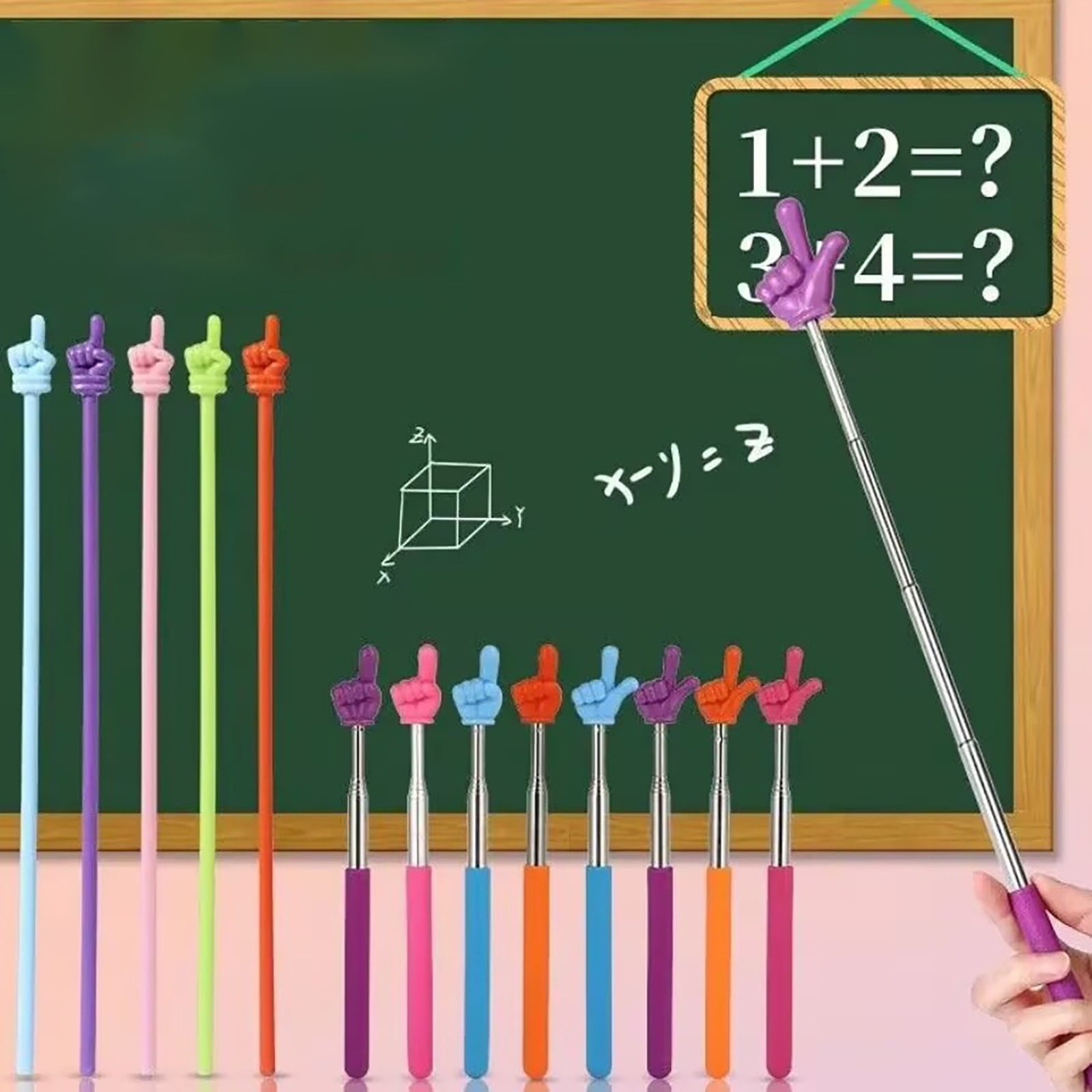 Bâton Pointeur Télescopique Pour Enseignant - Acier Inoxydable - Longueur Réglable - Pointe écran Tactile - Pour Classe, Lecture, Présentation - 8