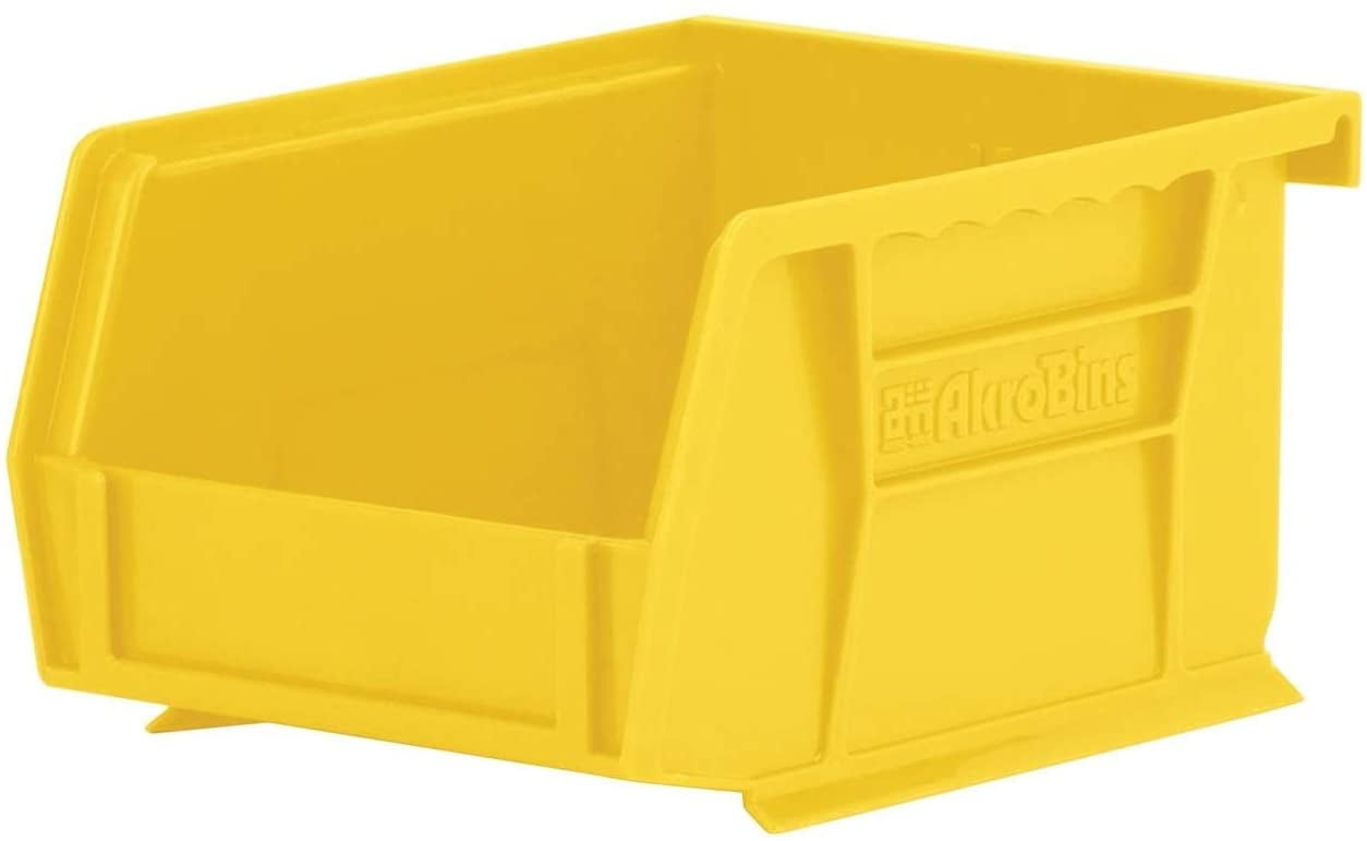 12PK YELLOW PLASTIC STACKABLE OR HANG STORAGE BIN TOYS TOOLS PARTS 7 1/2 X 4 X 3 