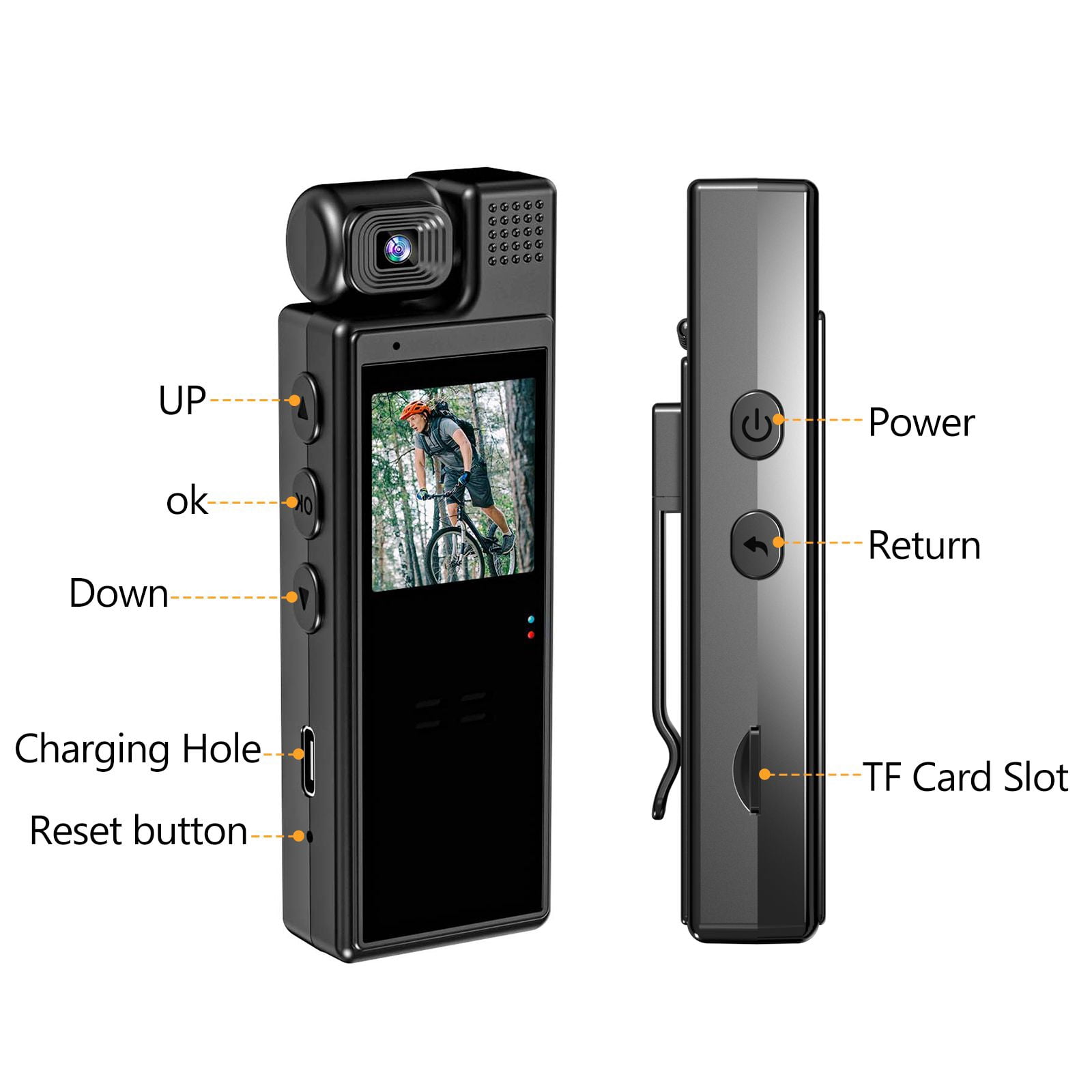 Mini Body Camera for Sports, Audio Video Recording, Night Vision, 180° Adjustable Lens, Motion Detection, WiFi Enabled
