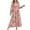 Pink, variant on Womens Dresses Casual Print Long Sleeve V-Neck Maxi Dress for Fall Winter High Waist Floral Pattern Flowy Hem with Side Slits and Back Zip