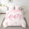 thumbnail image 2 of Erosebridal Kawaii Bow Bed in a Bag Twin size, Pink Ribbon Bed Set, Princess Reversible Bedding Twin Size, Lightweight Bedroom Decor, 7 Pieces, 2 of 4