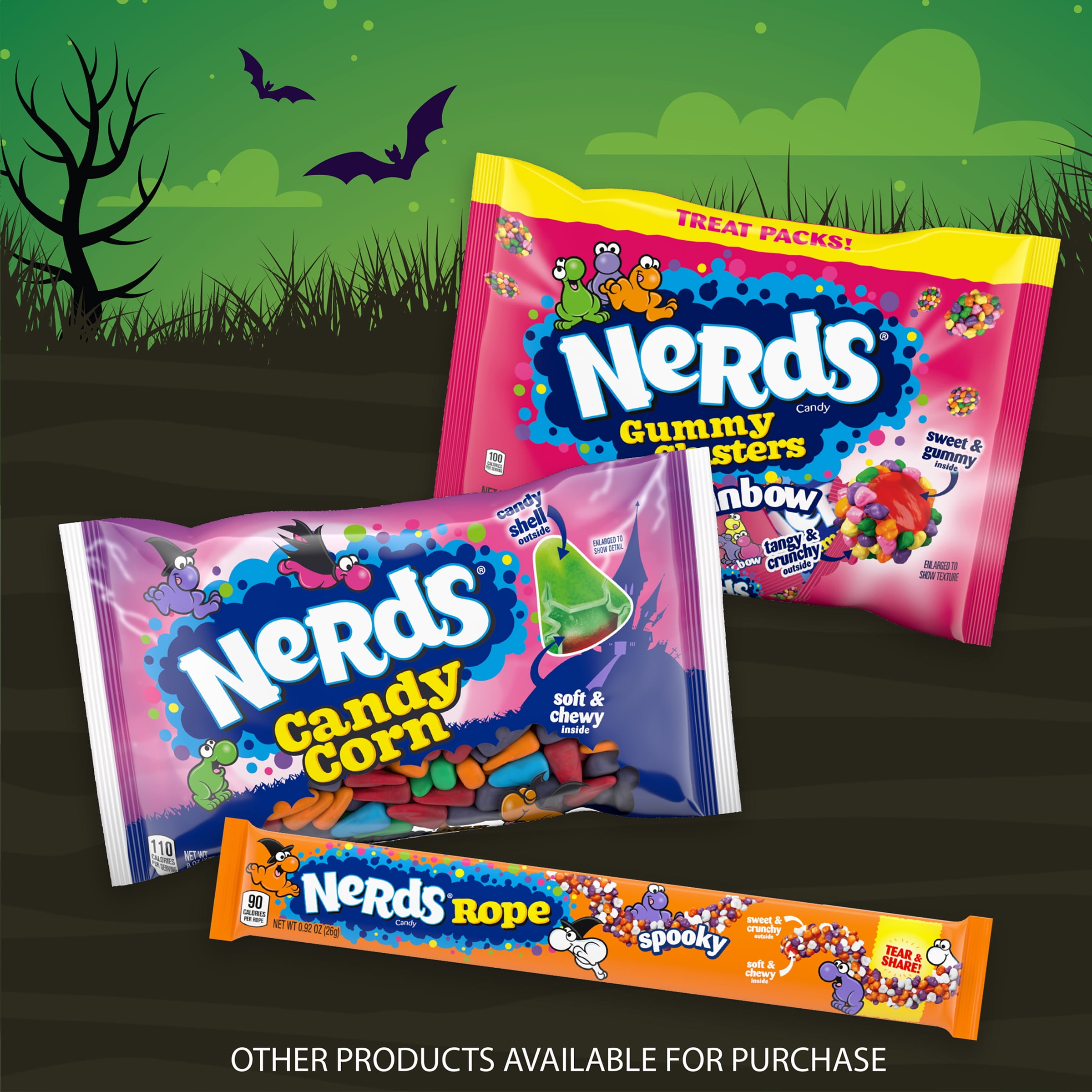 Nerds Halloween Candy Corn, Rainbow-Shelled Nerds-Flavored Mellowcreme, 8 Ounces, Laydown Bag
