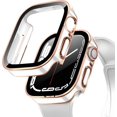 thumbnail image 1 of [2 Pack] Compatible with Apple Watch Screen Protector 40mm Case Hard PC Built-In Tempered Glass Film Anti-Scratch Water-Resistant Bumper Cover for Apple Watch Series SE/6/5/4 (Rose Gold/White), 1 of 5