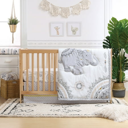 Boho Grey Elephant 4 Piece Baby Crib Bedding Set by The ...