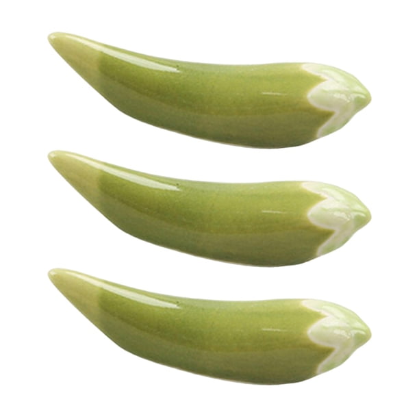 3 soportes para tenedores, soporte de cerámica para cucharas, bonito soporte para palillos de cerámica con chile para Verde