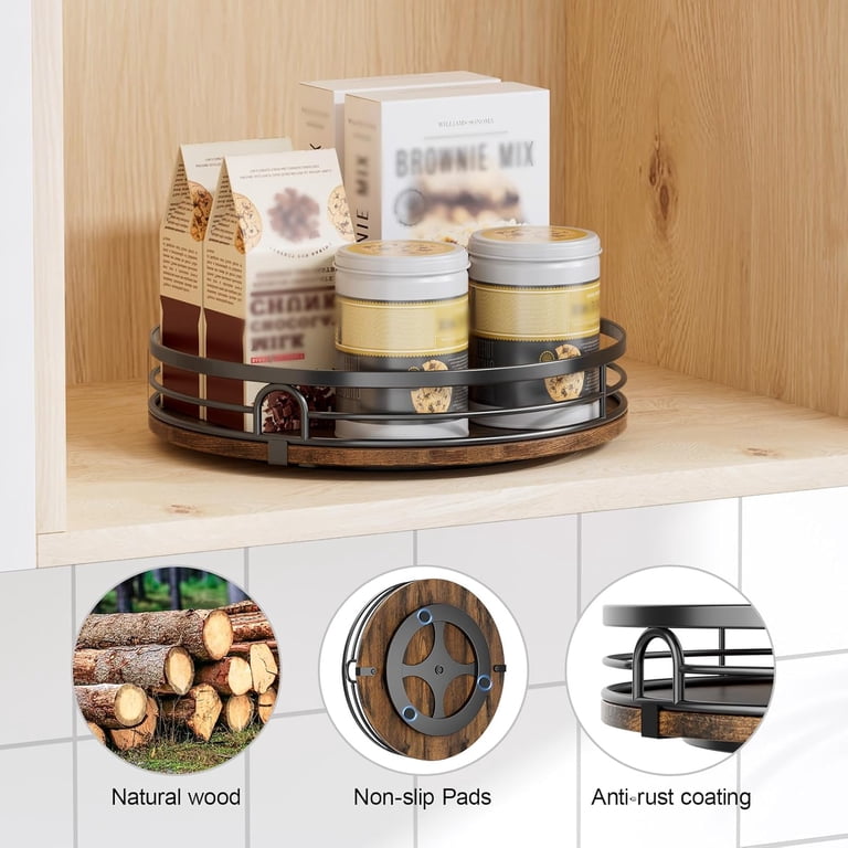 LAMU 9-Inch Wooden Lazy Susan Organizer photo 2