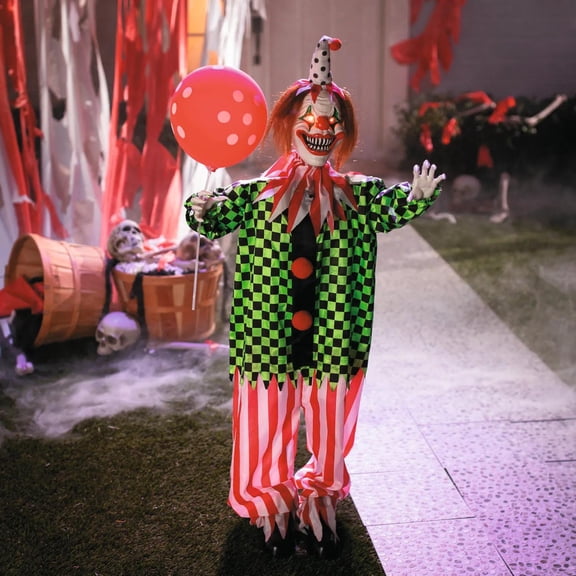 51 1/2" Animated Standing Clown with Polka Dot Balloon Halloween Decoration