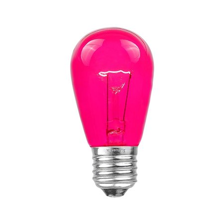 

Novelty Lights 25 Pack S14 Outdoor Patio Edison Replacement Bulbs E26 Medium Base Pink 11 Watt