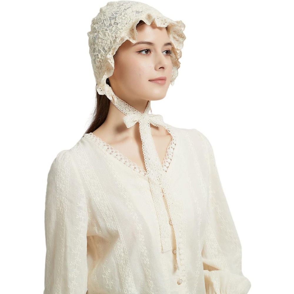 Women's Colonial Bonnet Cap Vintage Costume Accessory Lolita Hat Cute