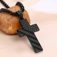 thumbnail image 2 of OIDEA Black American Flag Patriotic Cross Necklace Bible Verse Pendant Necklace Chain Jewelry Gifts Stainless Steel - Be Strong, 2 of 5