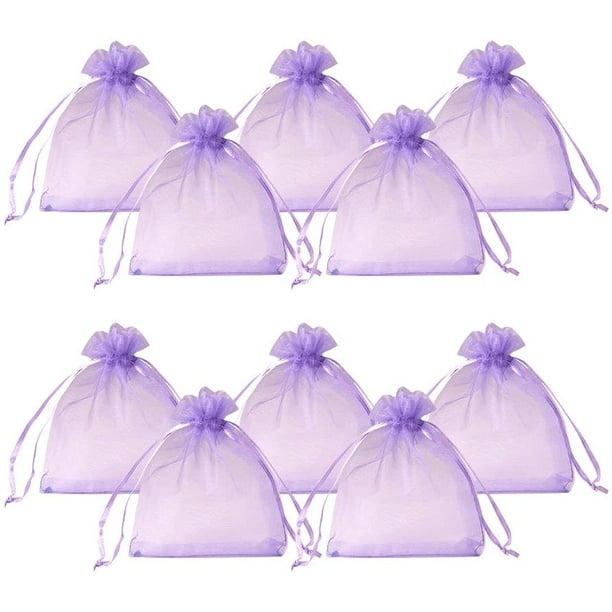 200 bolsas de organza moradas con cordón ajustable de 7,6 x 10,2 cm (3 x 4 pulgadas), ideales para regalos, dulces, joyas, bodas, fiestas y Navidad.