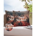 thumbnail image 6 of Pack of 2 Outdoor Pillow Covers, Happy Weekend Summer Dusk Palm Tree Coconut Tree Waterproof Square Throw Pillowcase Cushion Decorative Pillow Covers for Couch Patio Tent, 20x20 in, 6 of 6