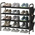 thumbnail image 3 of 3/6-Tier Metal Shoe Rack Organizer - Space-Saving Shoe Shelf with Side Bag for Entryway, Closet, Bedroom - Bronze (Ideal Gift), 3 of 8