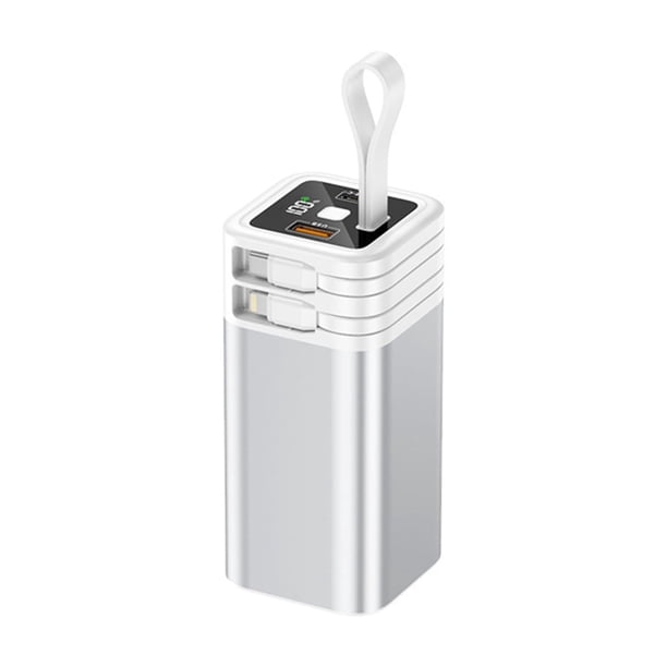 Inteprter Carcasa de energía móvil de gran capacidad para carga rápida Fuente de luz de doble cable incluida Fácil de transportar Baterías de general Blanco