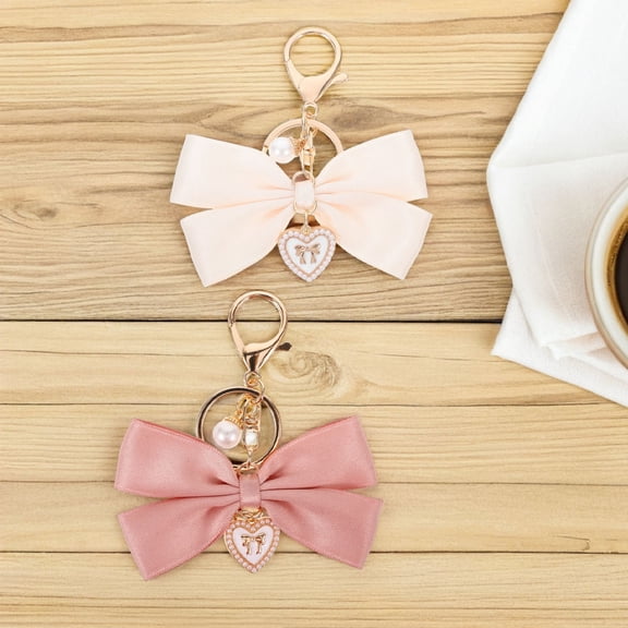 HOOWIFFY Cute Bowknot Keychain for Purses, Lightweight and Durable, Metal and Plastic, 2Pcs