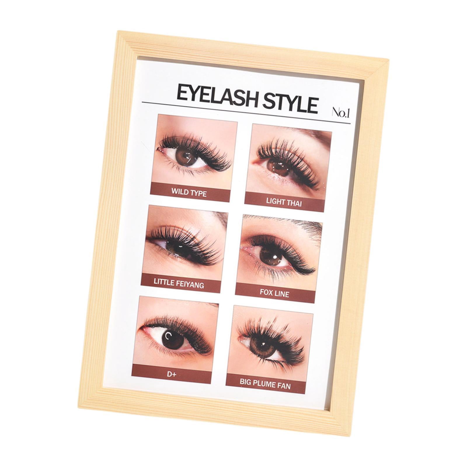 TOOYFUL Lashes Wall Art Eyelash Guide Wooden Frame Walls Decoration Eyelash Wall Decor for Lashes Studios Home Decor C