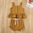 thumbnail image 4 of Newborn Baby Girls Button Sleeveless Crop Tops + Mini Shorts Outfits 2pcs Clothing Set, 4 of 10