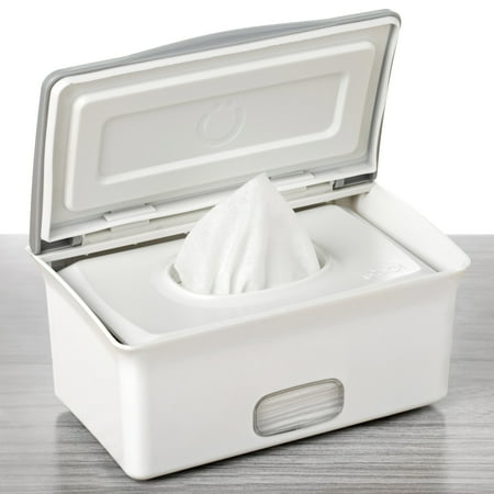 Ubbi Baby Wipes Dispenser Features Weighted Plate & Secure Seal, Nursery Diapering Essential, Gray, Count Per Pack 1