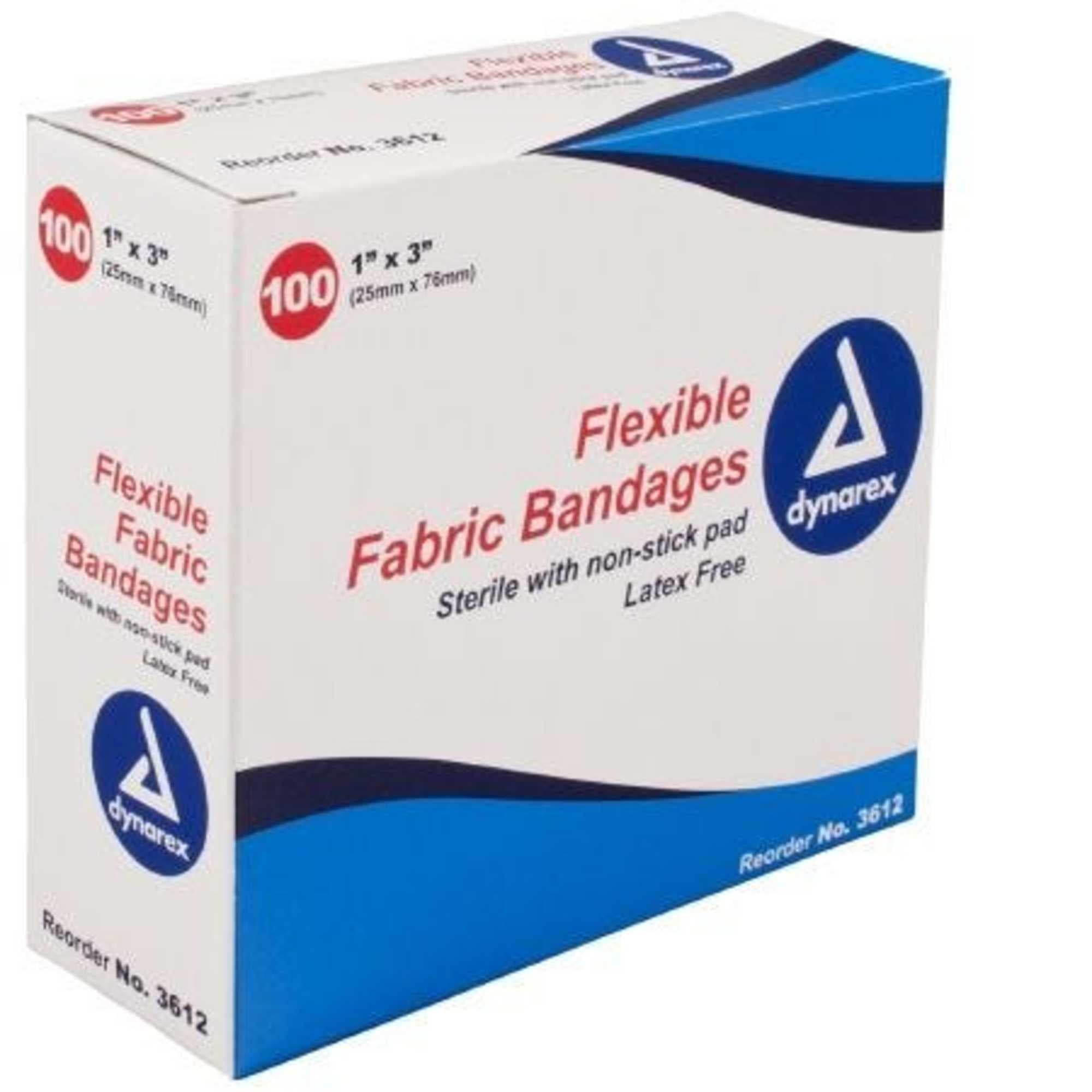 Dynarex Flexible Fabric Bandages: .75' x 3', 100 Count Tan