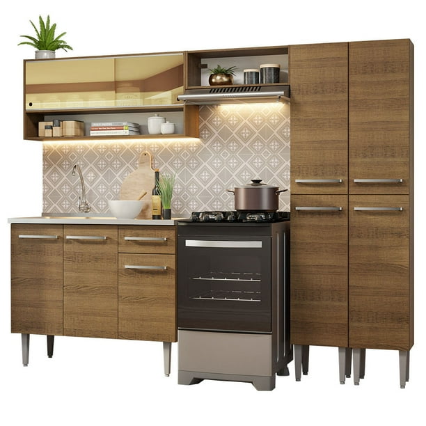 Cocina Integral 229cm Con Tarja Emilly Madesa 11 Marrón