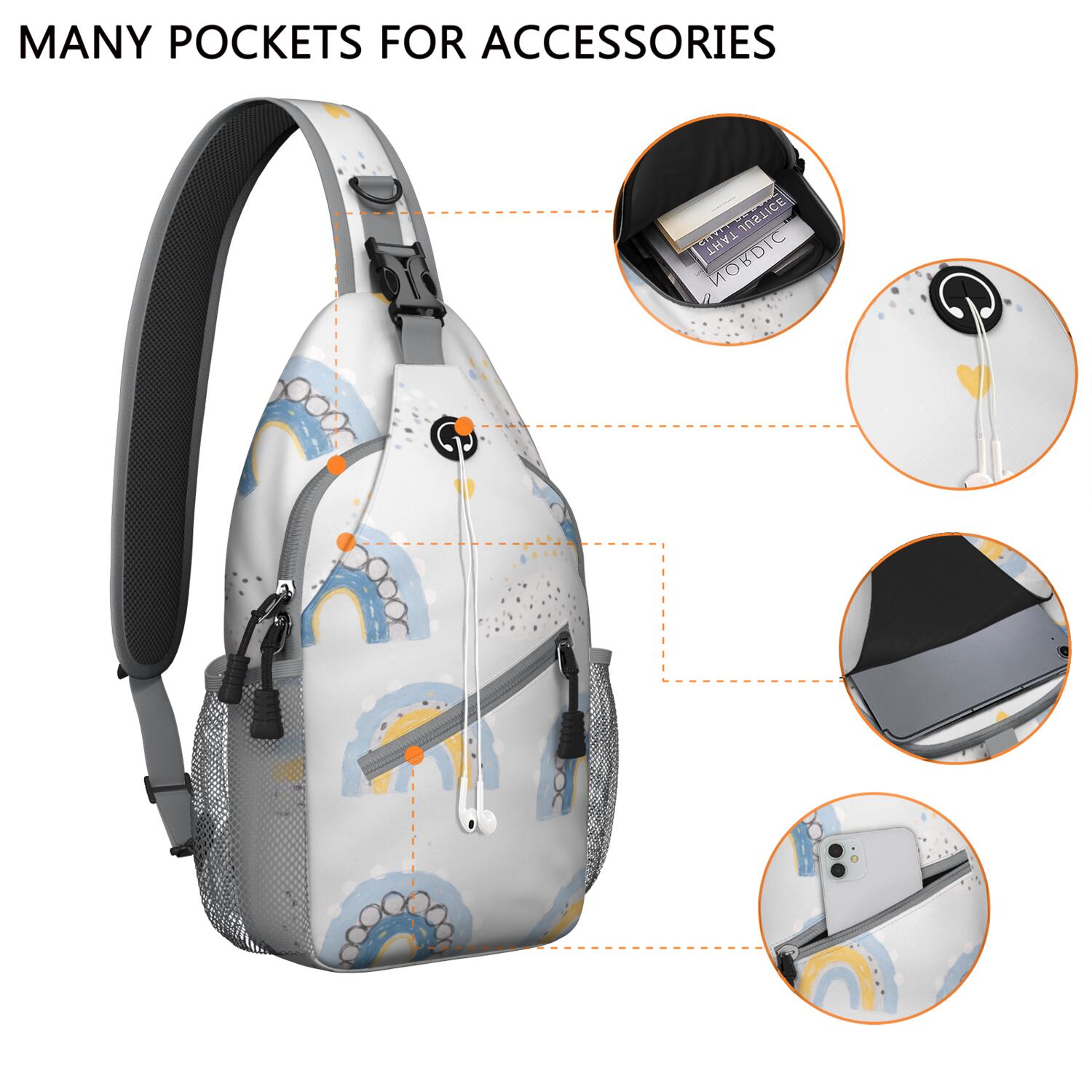 Crossbody Sling Bag Trendy Sling Backpack Rainbow Cartoon () Crossbody Bag for Travel Casual Bag for Women Men