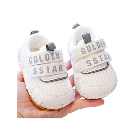 

Gomelly Infant Flats Soft Sole Sneakers Mesh Crib Shoes Breathable Casual Shoe Walking Beige 5.5C