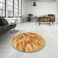 thumbnail image 4 of Ahgly Company Machine Washable Indoor Round Transitional Neon Orange Area Rugs, 3' Round, 4 of 7