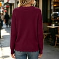 thumbnail image 5 of TEAJOPSUU Women's Fall Winter Sweaters Comfy Crew Neck Long Sleeve Ribbed Shirts Blouses Casual Solid Trendy Scalloped Hem Pullover Sweater Tops B-Burgundy, 5 of 9