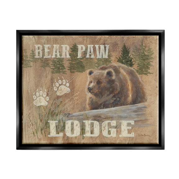 Stupell Bear Paw Lodge Cabin Paw Shapes Animals & Insects Painting Black Floater Framed Art Print Wall Art
