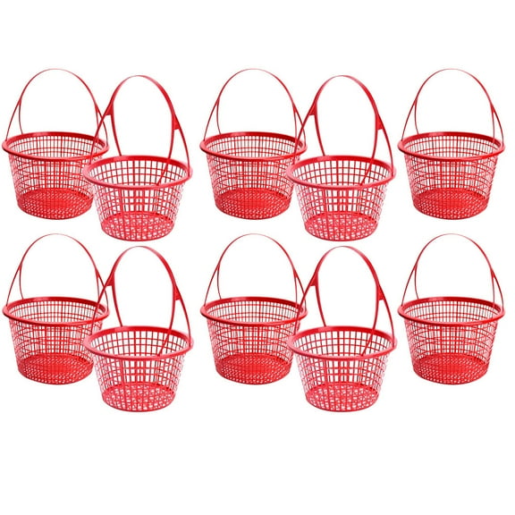 BESTOYARD 10Pcs Lightweight Red Plastic Vegetable Basket with Handle for Easy Carry