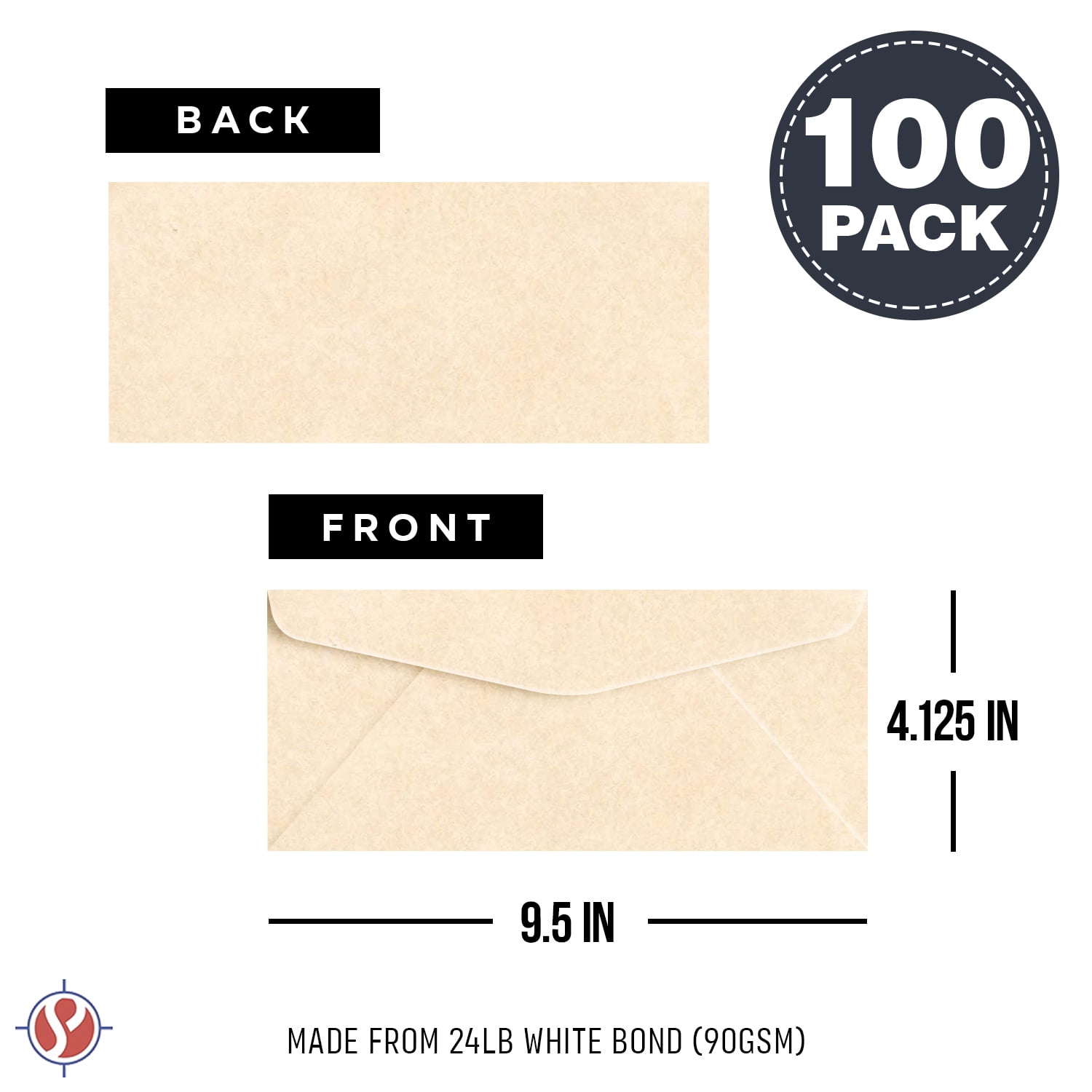 Natural #10 Parchment Business Envelopes – Perfect for Invitations, Greetings, Holiday, Office, Invoices, Letters, Mailings | 4 1/8 x 9 1/2 Inches | 100 Per Pack