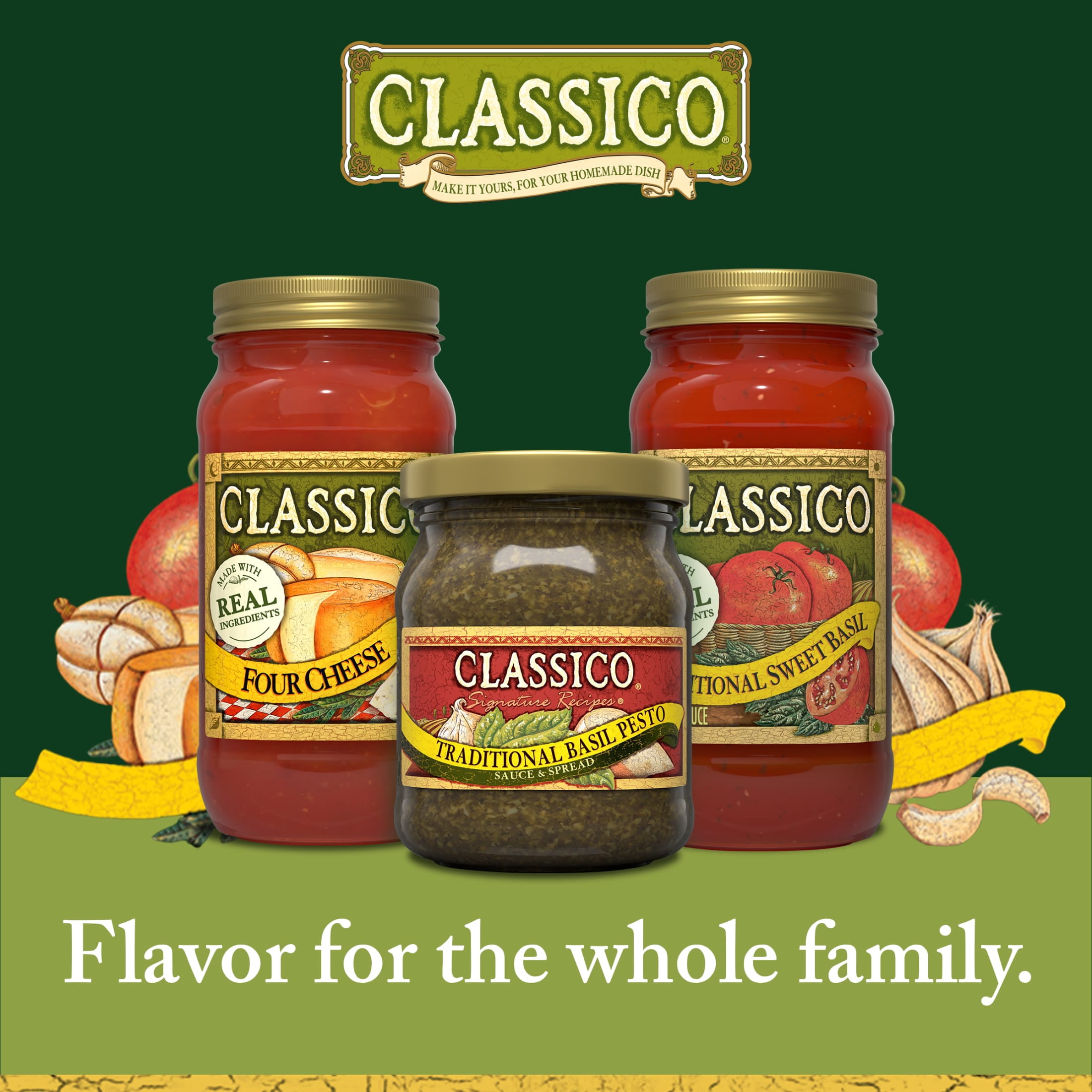 (6 pack) Classico Signature Recipes Traditional Basil Pesto Sauce & Spread, 8.1 oz Jar
