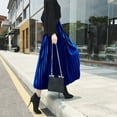 thumbnail image 5 of PIKADINGNIS Vintage Velvet Pleated Skirt for Women Spring New Long High Waist Skirts Korean Fashion A-line Midi Skirt Female, 5 of 6