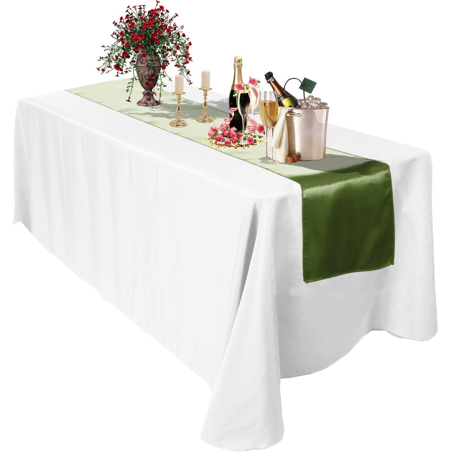 Trimming Shop Satin Table Runner 11" x 108" Shine Sage Green Table