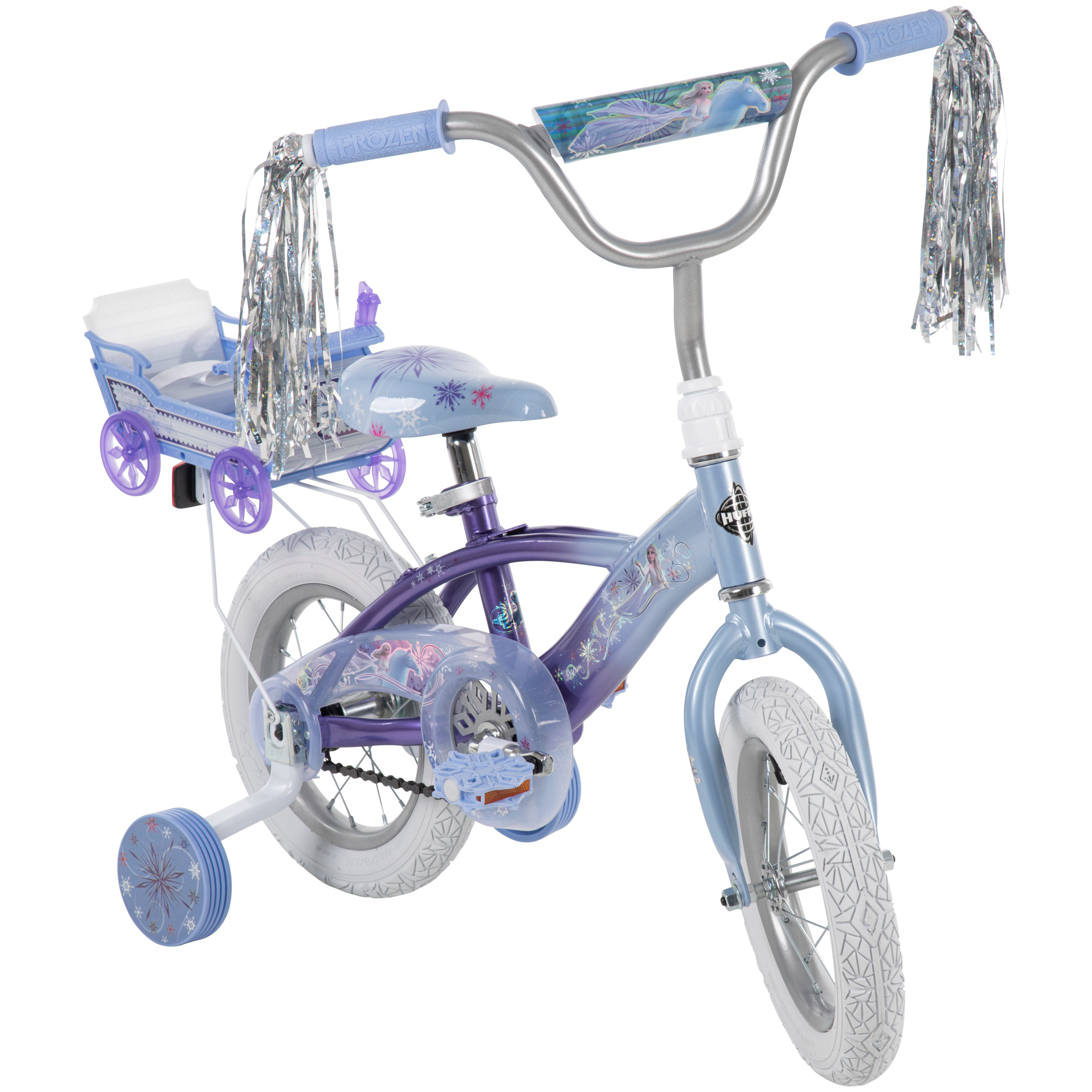 Disney Frozen 12 in. Bike with Doll Carrier Sleigh for Girl's, Ages 2+ Years, White and Purple by Huffy - image 17 of 19