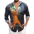 thumbnail image 1 of Camisas Hombre Manga Larga Camisa de manga larga con solapa con botones y estampado digital 3D para hombre de Año Nuevo y Festival de Primavera (Blue, S), 1 of 5