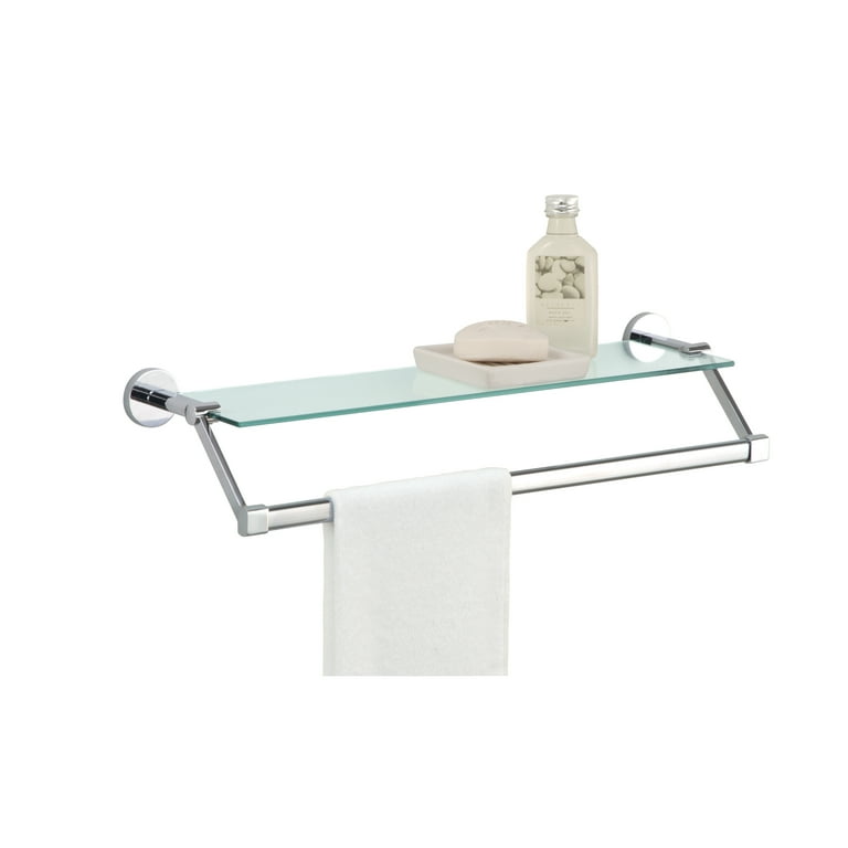 Glass bathroom shelf with towel bar online