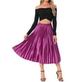 thumbnail image 2 of INSPIRE CHIC Women's Skirts Metallic Elastic Waist Midi Pleated Party Skirt S Mauve, 2 of 6