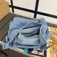 thumbnail image 2 of Bolso de viaje para mujer Bolso bandolera escolar de mezclilla retro de gran capacidad (Azul claro), 2 of 8