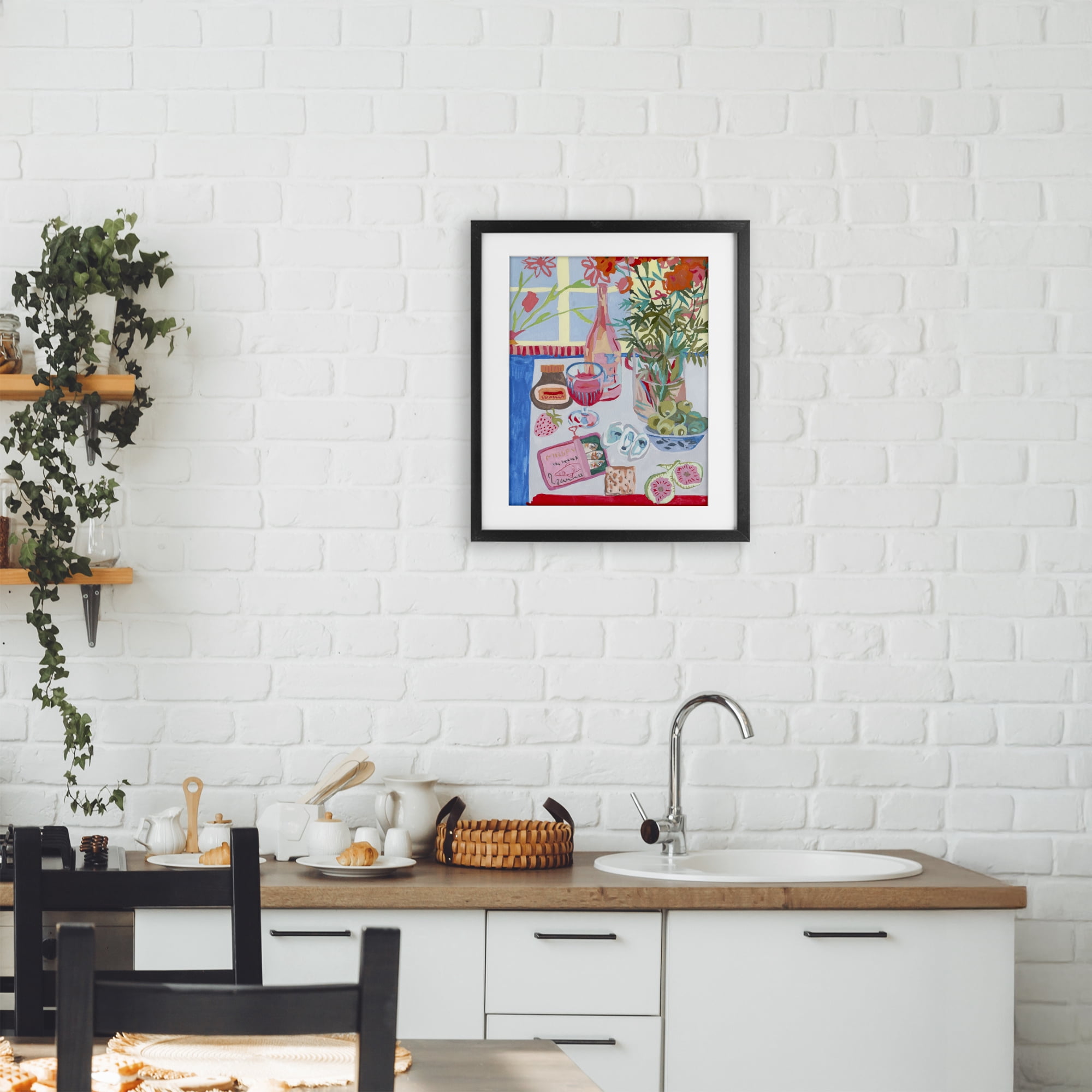 Stupell Industries Red & Blue Table Setting Black Framed Print Under Glass, design by Melissa Wang
