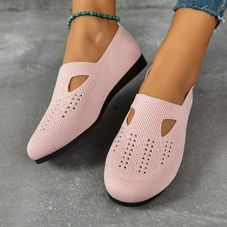 

Women s Lightweight Breathable and Comfortable Everyday Shoes Knitted Slip-On Flats