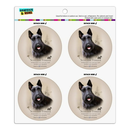 

Scottish Terrier Scottie Dog Breed Refrigerator Fridge Locker Vinyl Circle Magnet Set