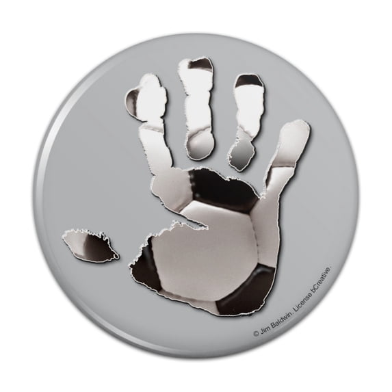 Hand Print Soccer Ball Get a Grip Pinback Button Pin