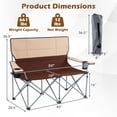thumbnail image 3 of Gymax Double Camping Chair w/Carry Bag 2 Cup Holders Premium Oxford Fabric for Lawn Brown & Khaki, 3 of 10