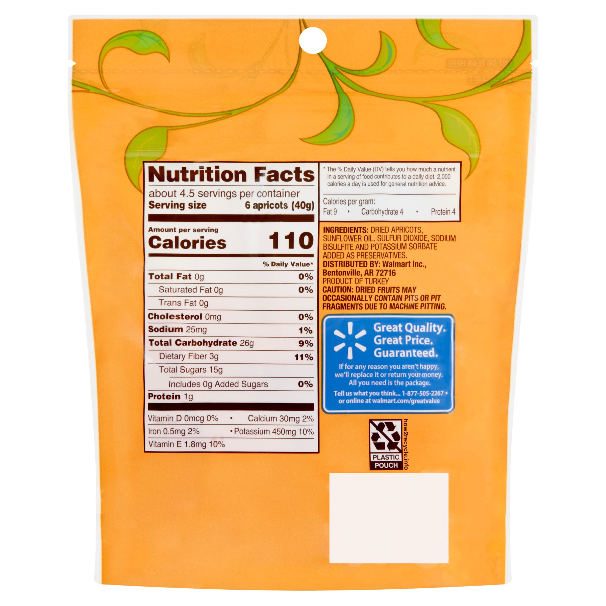 Great Value Dried Apricots, 6 oz