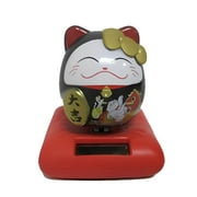 Lucky Cat Solar Powered Waving Cat Maneki Neko Japanese Cat Statue Lucky Cat Toy 3 inch , 5 Pack