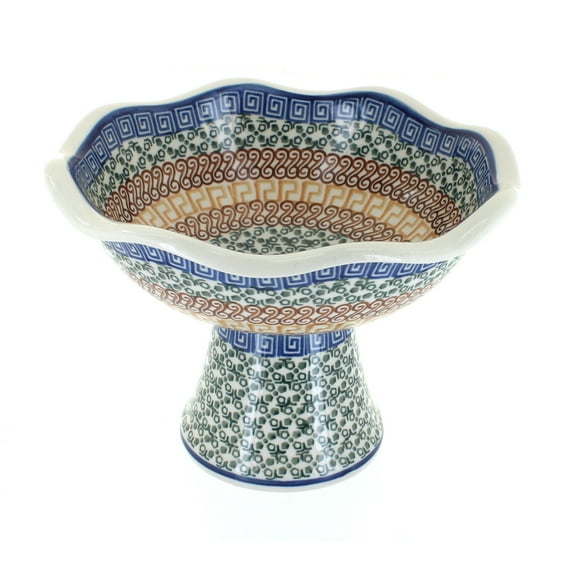 Blue Rose Polish Pottery Athena Small Pedestal Dish