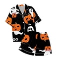 thumbnail image 5 of ChenYiFH Under $12 Halloween Pajamas Women 2025 Fall Costume Graphic Button Up Sleepwears Loungewear Ladies Ctue 2 Piece Top and Shorts Pjs Sets Black M, 5 of 5