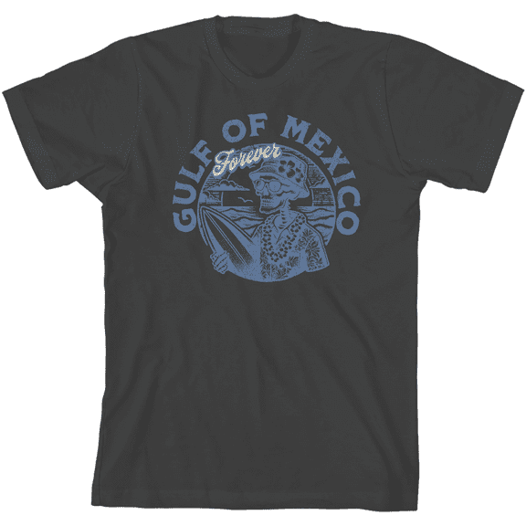 Gulf of Mexico Forever Vintage Skeleton Youth Charcoal Crew Neck Short Sleeve Tee-Medium