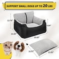 thumbnail image 3 of RIONIMA Dog Car Seat for Small Dogs,Soft Pet Car Travel Home Bed under 25 Lbs,Fully Detachable and Washable Cat Booster Carseats with Storage Pockets and Clip-On Leash Portable Carrier,Black, 3 of 9